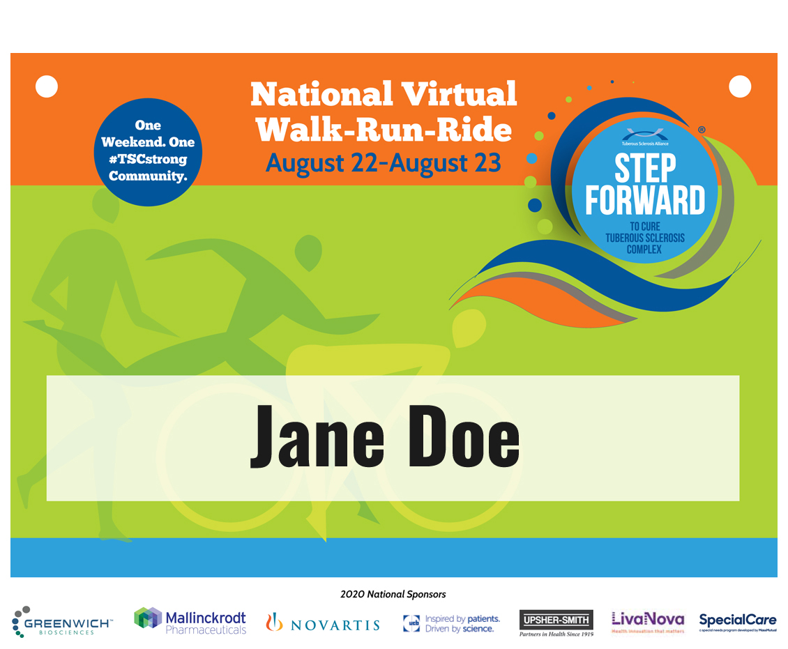 Virtual Walk-Run-Ride Race Bib - Step Forward to Cure TSC - TS Alliance