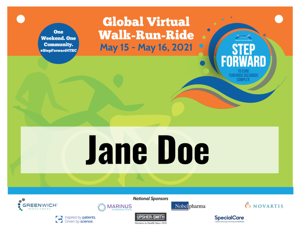 Virtual Walk-Run-Ride Race Bib - Step Forward to Cure TSC - TS Alliance